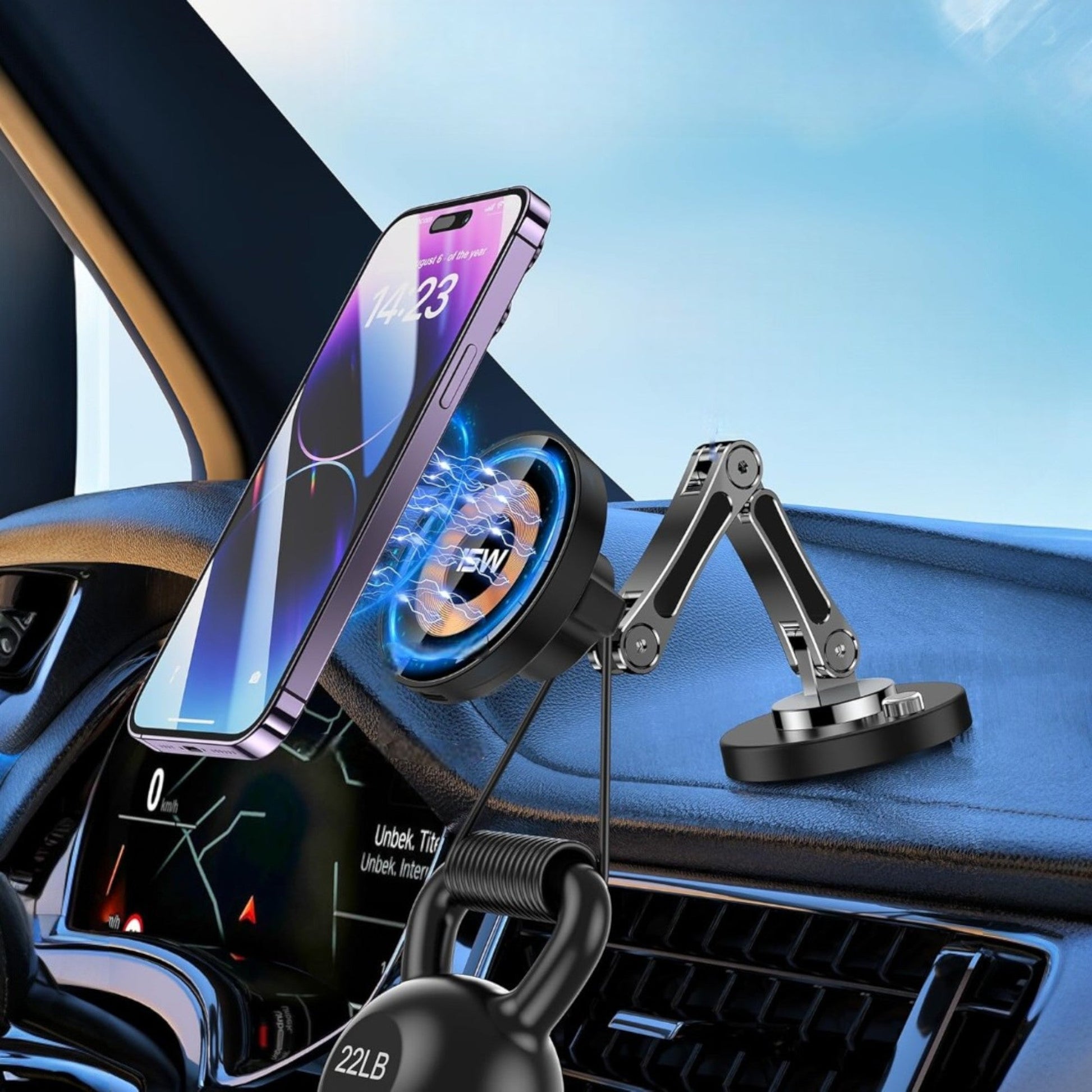 Support Téléphone Magnétique Voiture - MagSafePhoneStand™ - Avec Chargeur - Multimedia voiture