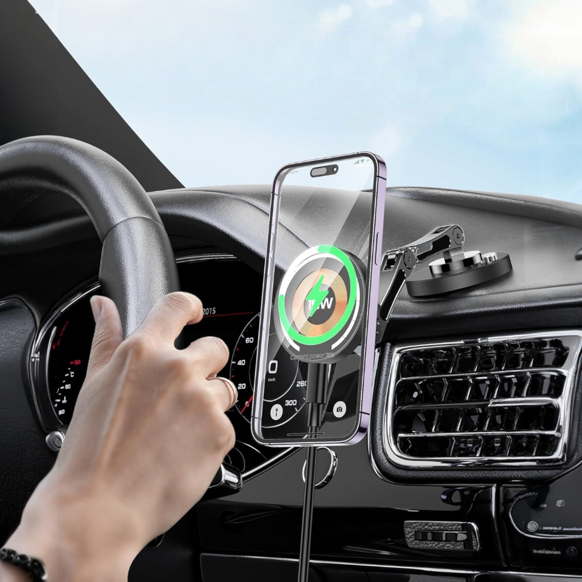Support Téléphone Magnétique Voiture - MagSafePhoneStand™ - Avec Chargeur - Multimedia voiture