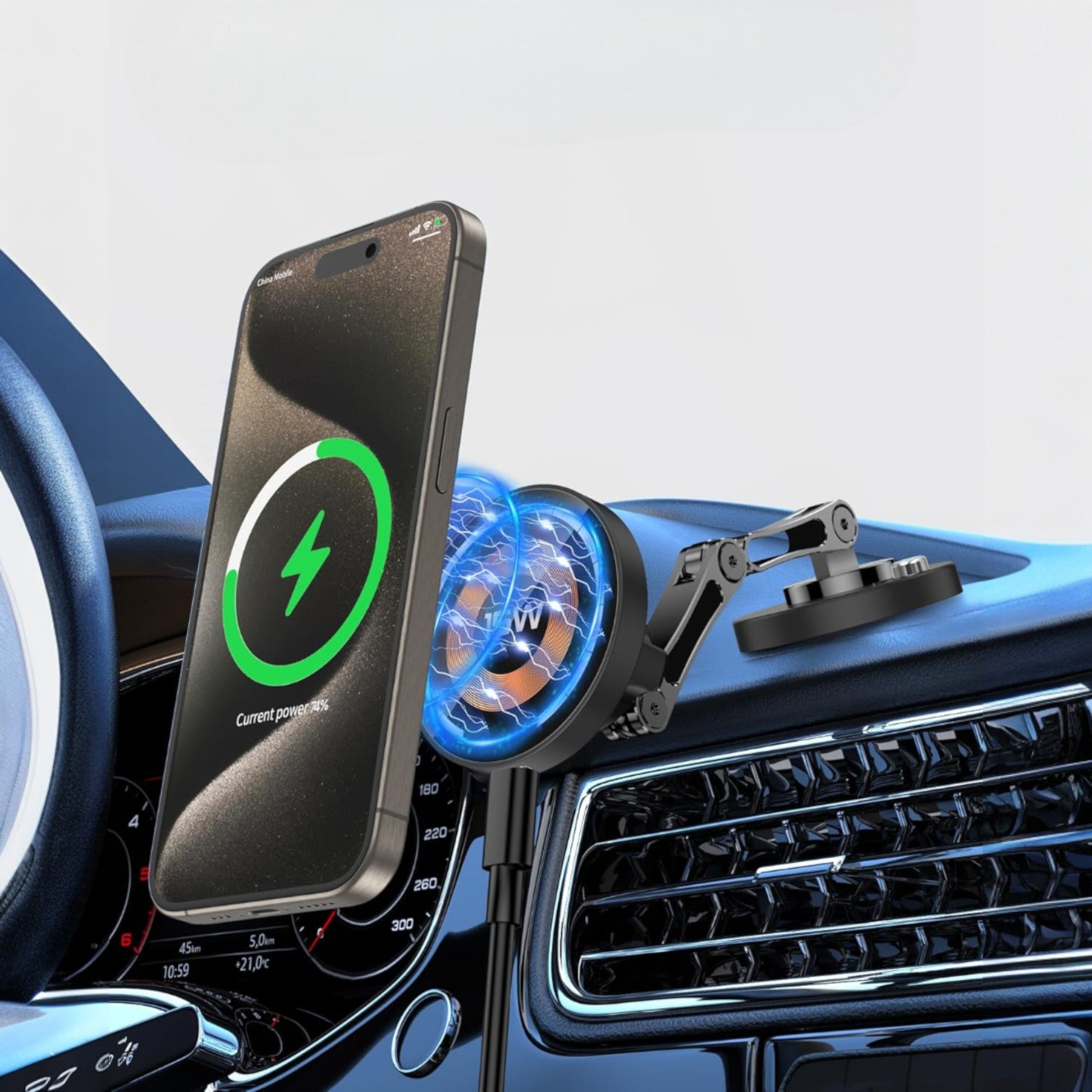 Support Téléphone Magnétique Voiture - MagSafePhoneStand™ - Avec Chargeur - Multimedia voiture